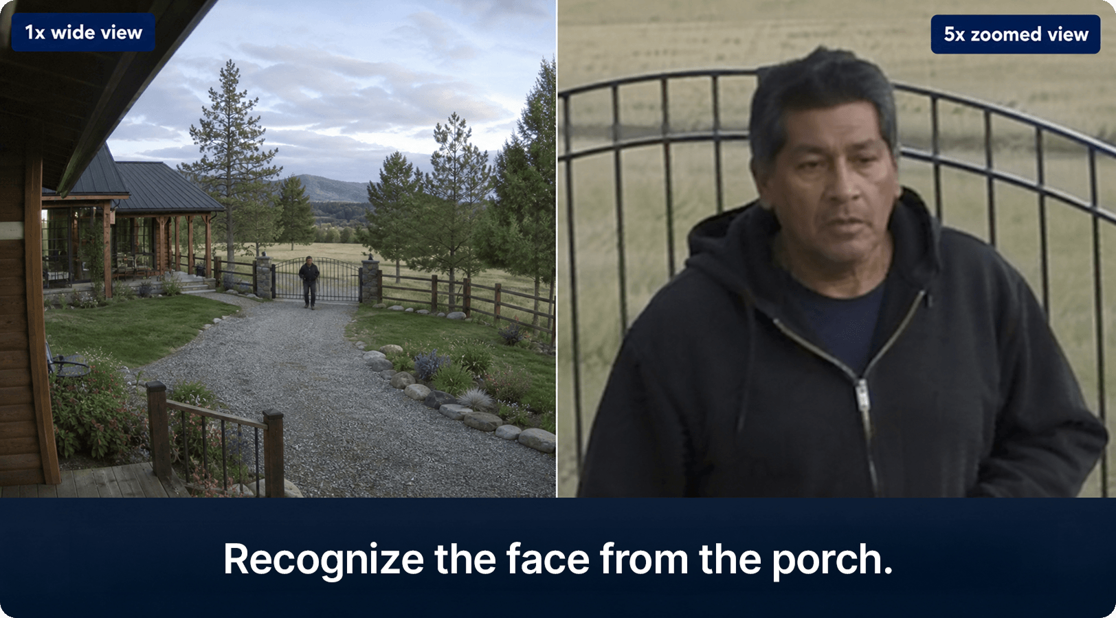 Face recognition — 1x wide vs 5x zoomed